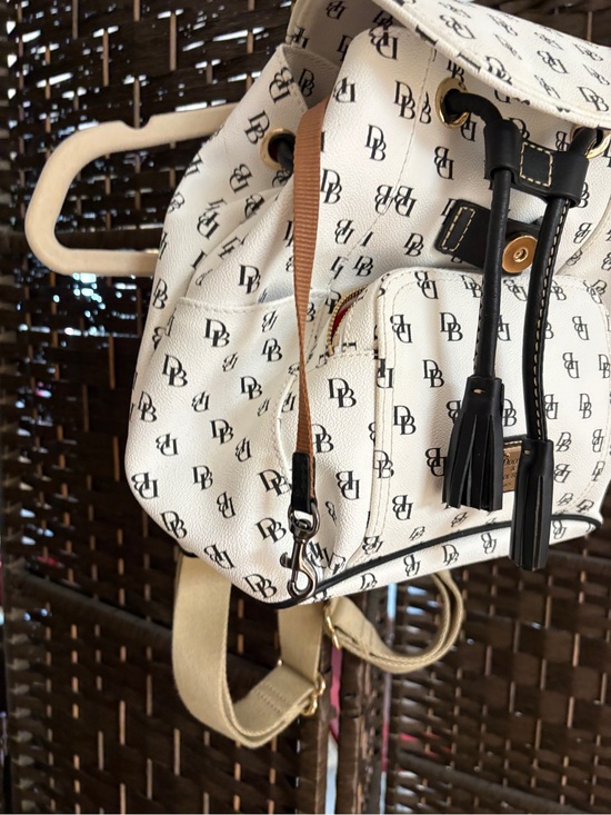 Dooney & Bourke Gretta Medium Murphy Backpack White Black Monogram NWT main image 5